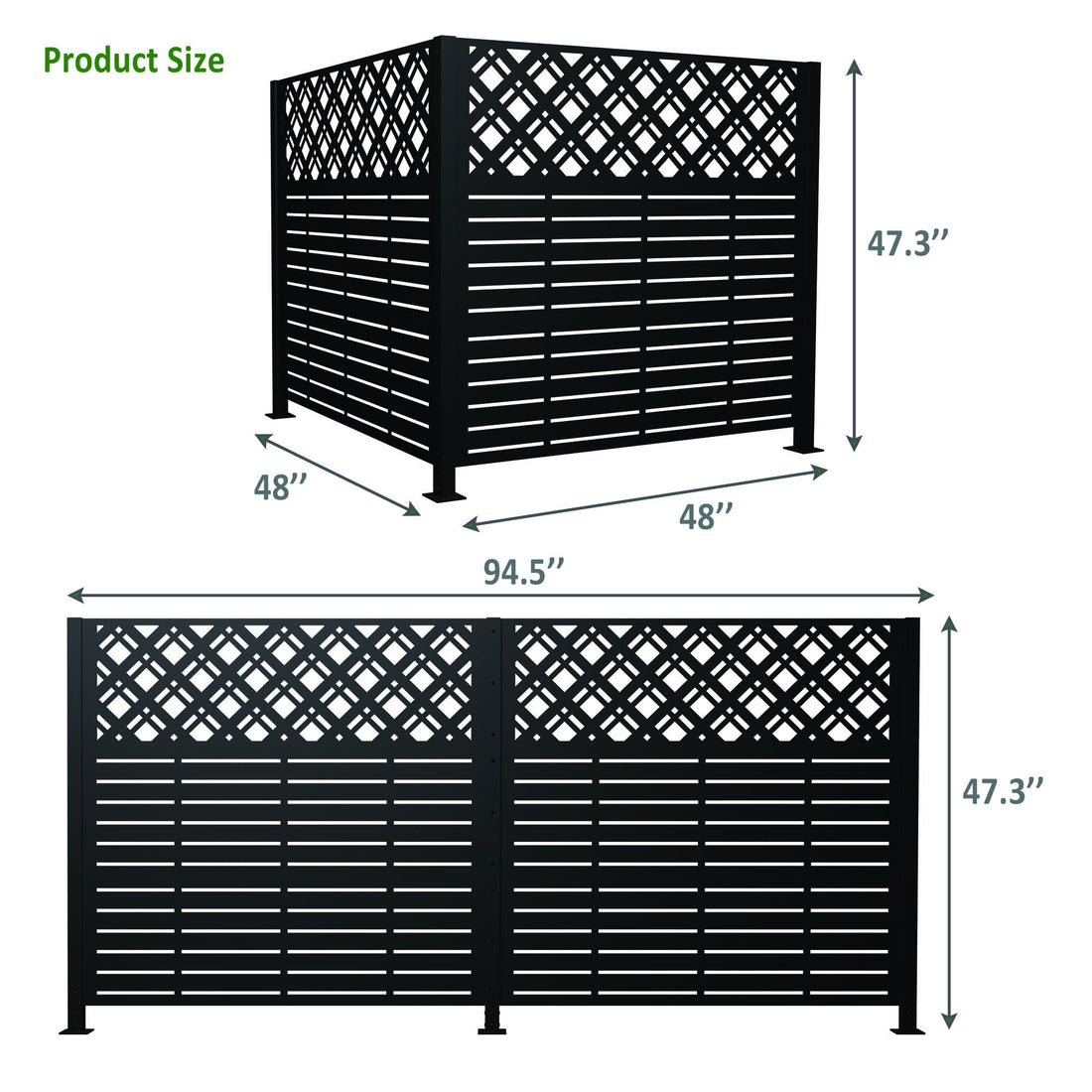 2 Panels Privacy Screen Outdoor Privacy Panels, Trash Can Enclosure, Air Conditioner Fence - Black