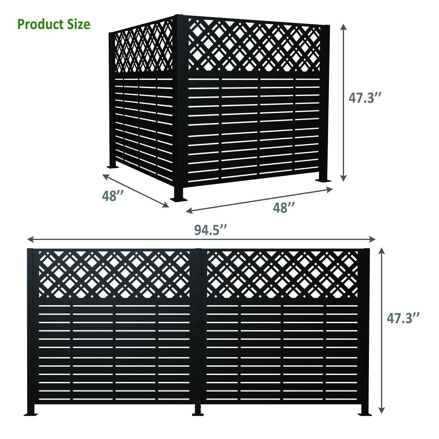 2 Panels Privacy Screen Outdoor Privacy Panels, Trash Can Enclosure, Air Conditioner Fence - Black