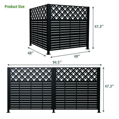 2 Panels Privacy Screen Outdoor Privacy Panels, Trash Can Enclosure, Air Conditioner Fence - Black