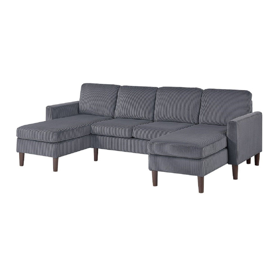 Sectional Set With Dual Chaises And Square Arms