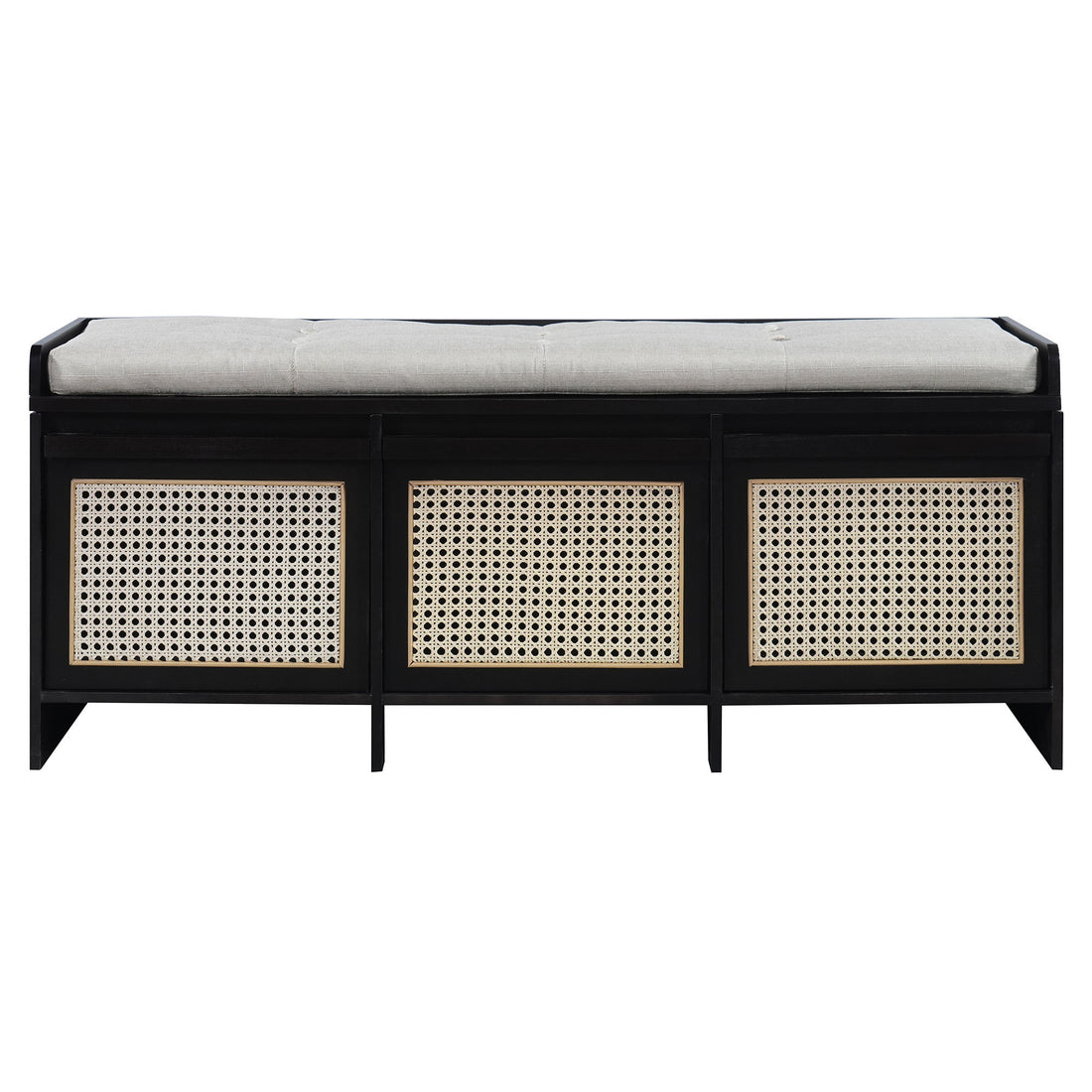 Entryway Shoe Bench With Drawers &amp; Button Tufted Cushion