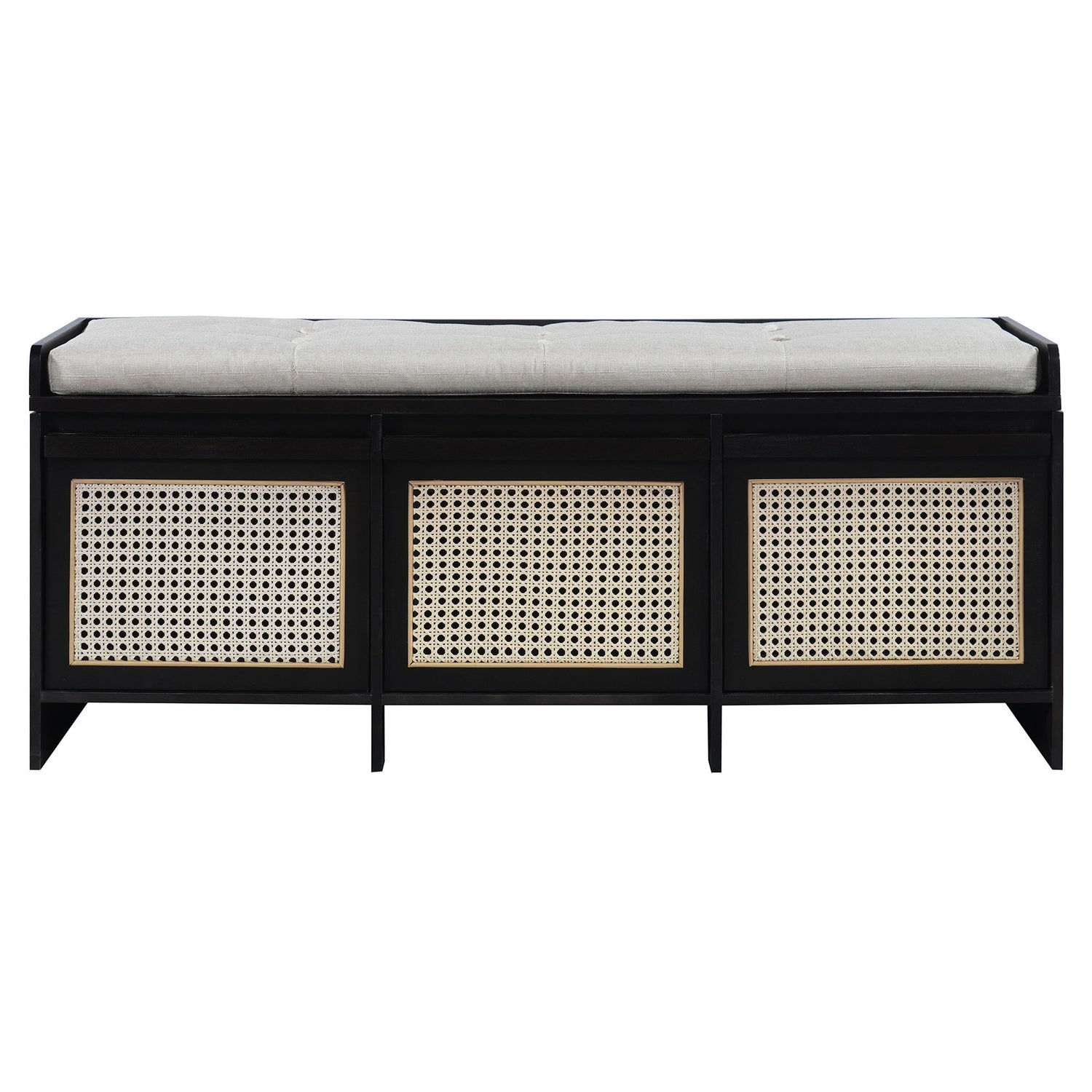 Entryway Shoe Bench With Drawers &amp; Button Tufted Cushion
