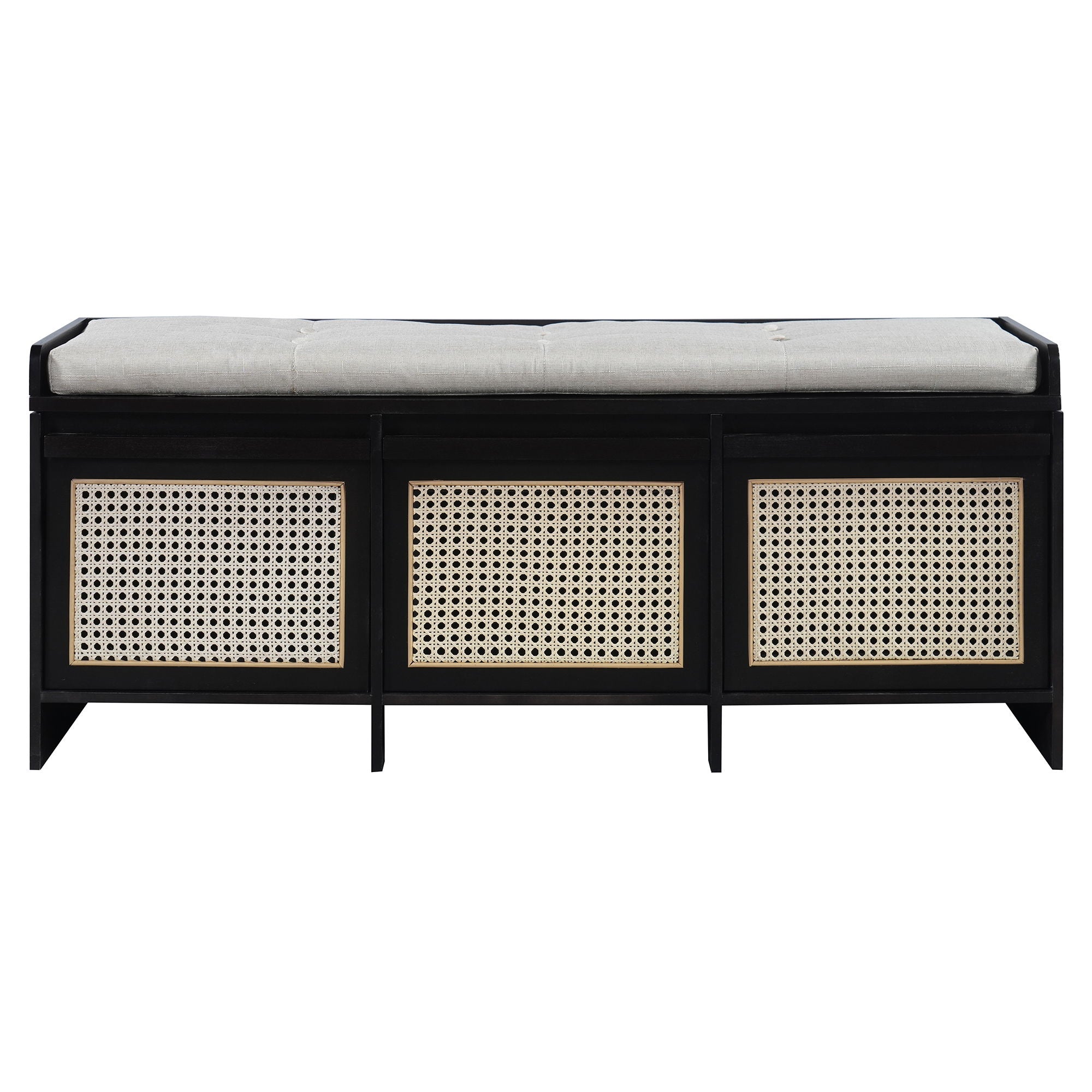 Entryway Shoe Bench With Drawers &amp; Button Tufted Cushion