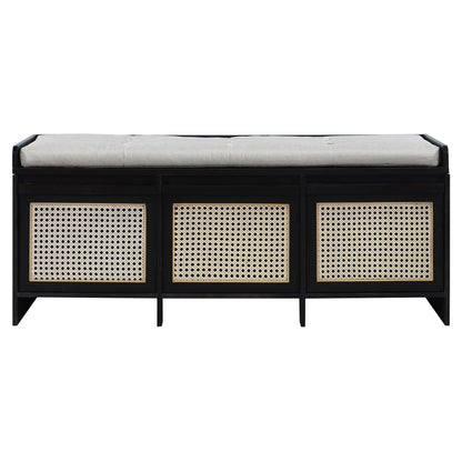 Entryway Shoe Bench With Drawers &amp; Button Tufted Cushion