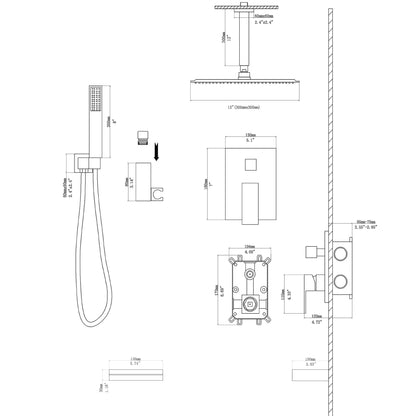 Shower System With Waterfall Tub Spout And 12&quot; Ceiling Mount Square Shower Head - Oil-Rubbed Bronze