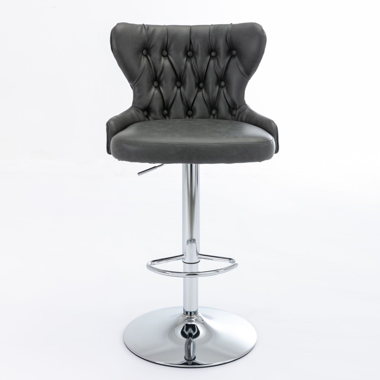 Swivel Barstools Adjusatble Seat Height From 25-33&quot;, Modern Upholstered Chrome Base Bar Stools With Backs Comfortable Tufted For Home Pub And Kitchen Island