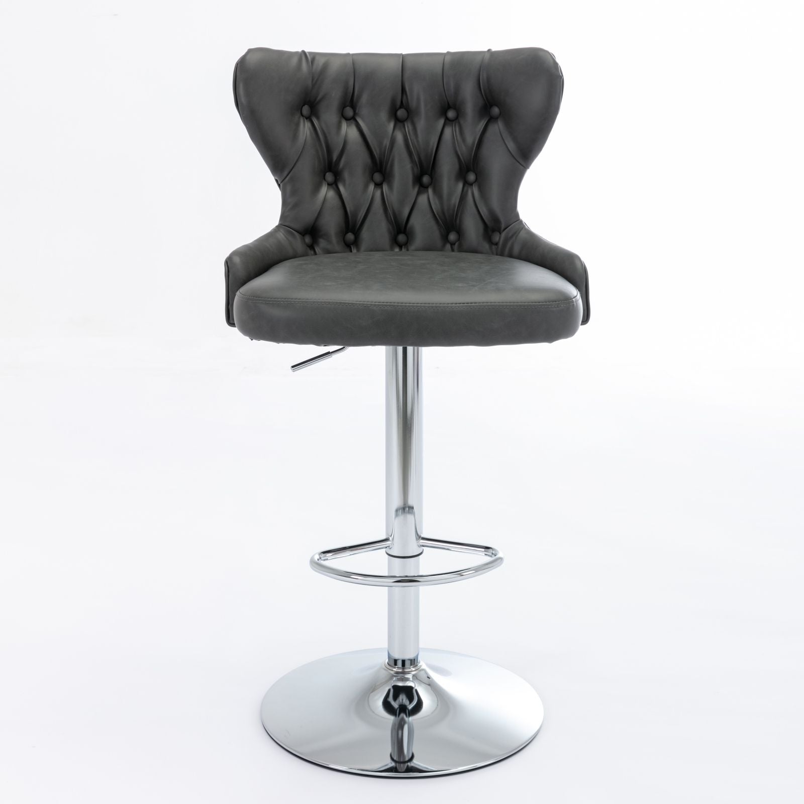Swivel Barstools Adjusatble Seat Height From 25-33&quot;, Modern Upholstered Chrome Base Bar Stools With Backs Comfortable Tufted For Home Pub And Kitchen Island