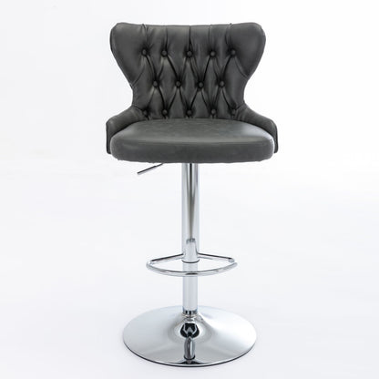Swivel Barstools Adjusatble Seat Height From 25-33&quot;, Modern Upholstered Chrome Base Bar Stools With Backs Comfortable Tufted For Home Pub And Kitchen Island
