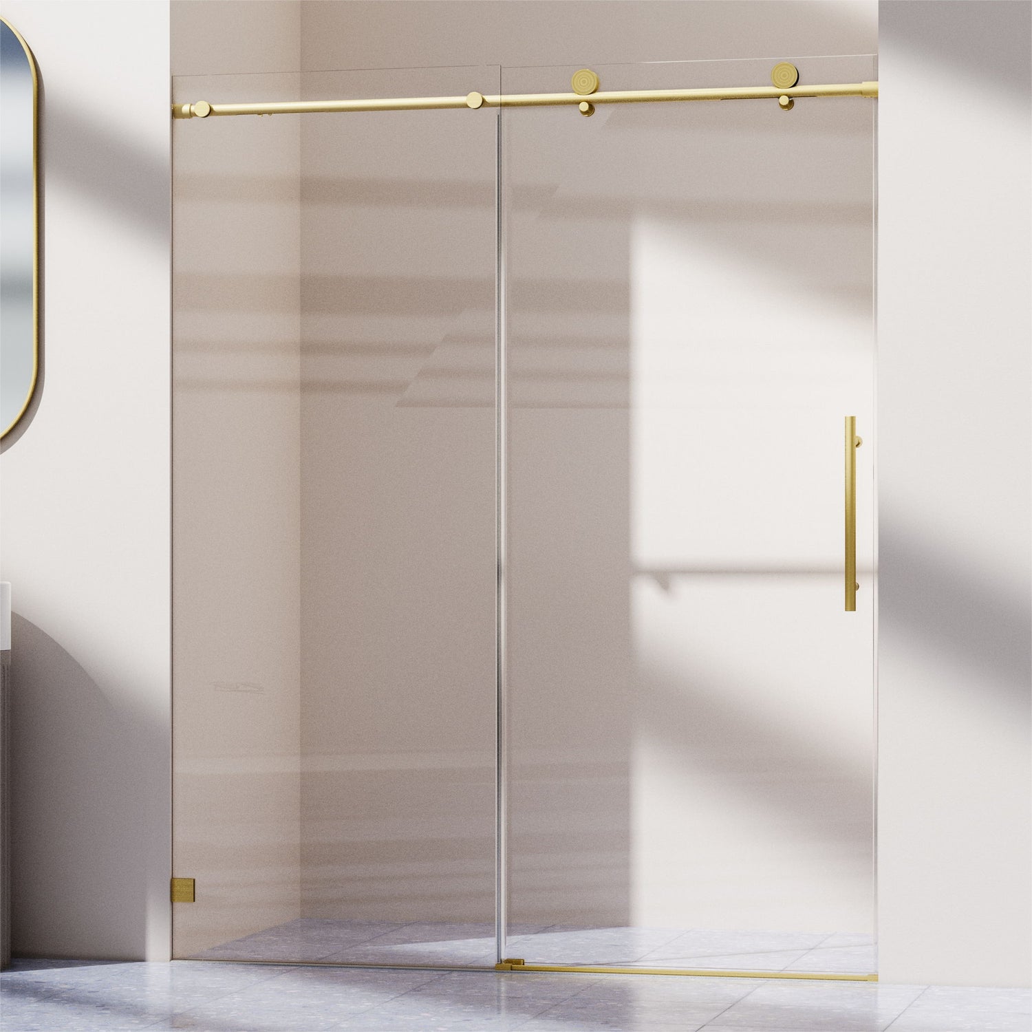 Frameless Single Sliding Soft Close Shower Doors, 5/16" Sgcc Tempered Glass