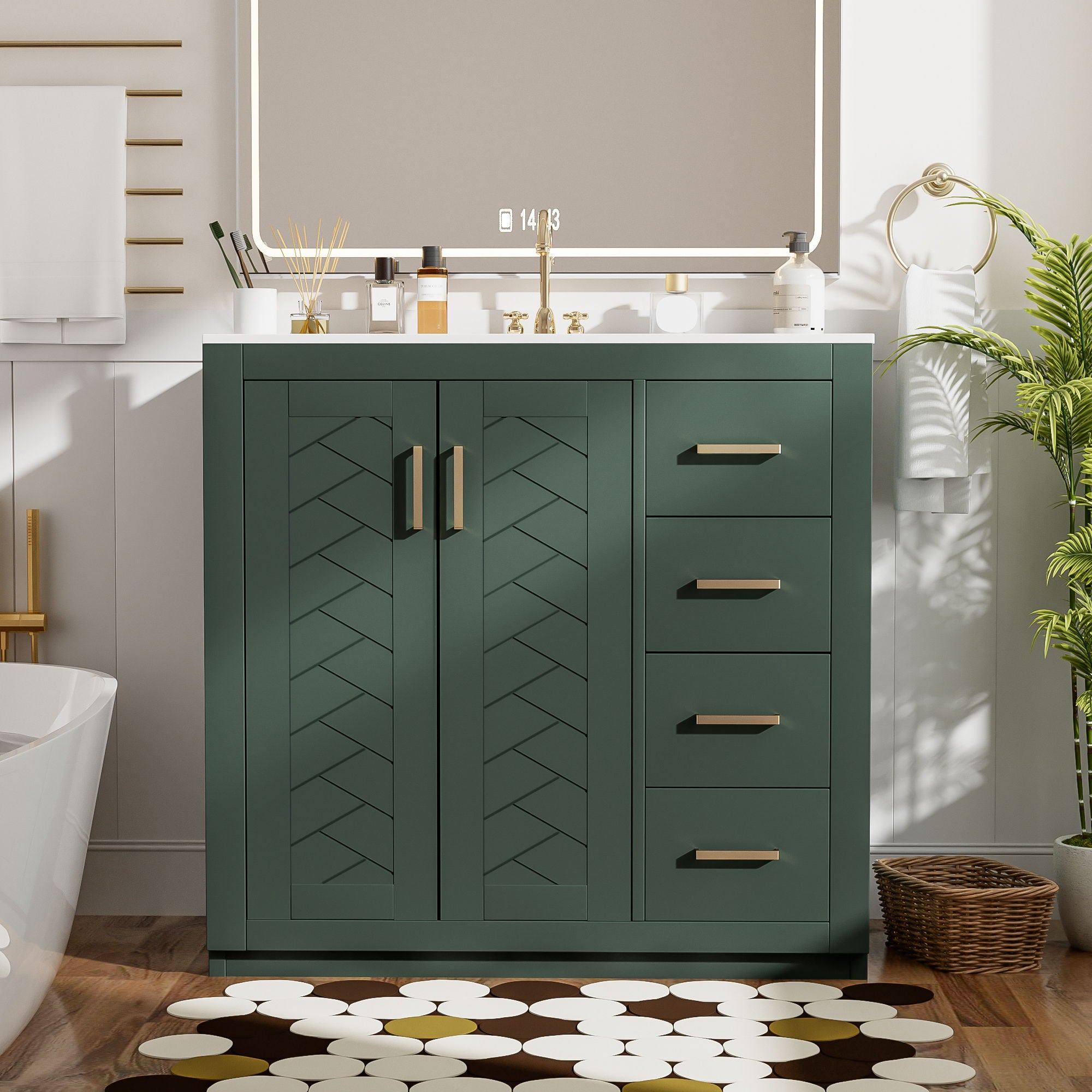 Bathroom Vanity With Sink Combo, Storage Cabinet, Freestanding Set With 3 Drawers &amp; Soft Closing Doors