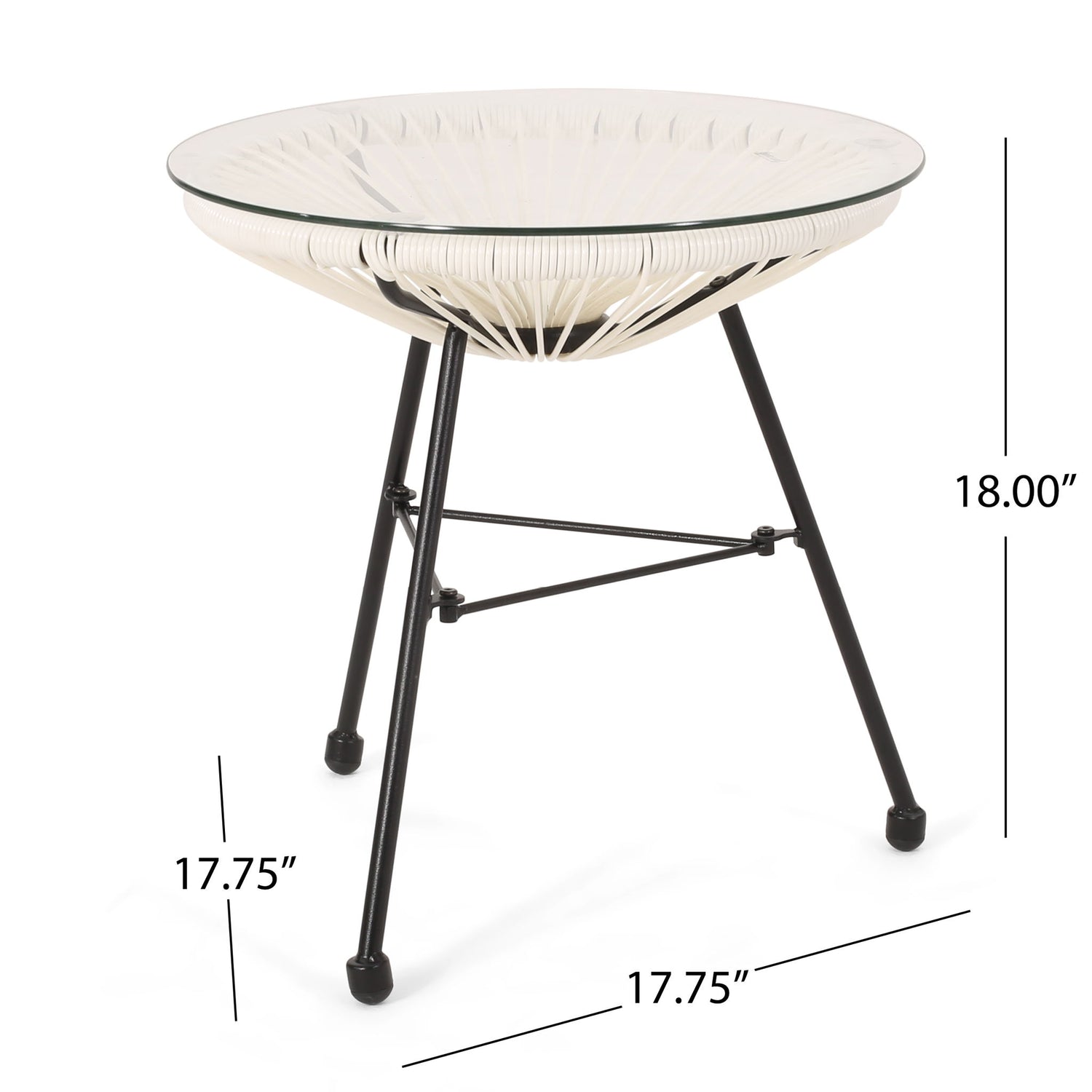Nusa - Modern Rattan Side Table With Tempered Glass Top