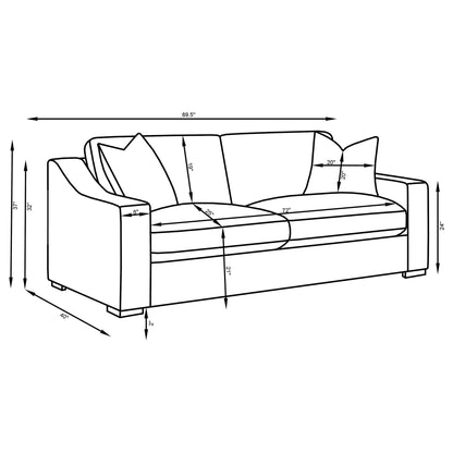 Chelan - 2 Piece Upholstered Sloped Arm Sofa Set - White