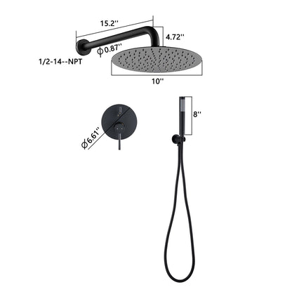 Elegant 10&quot; Round Rain Shower Head And Handheld Set With Adjustable Tilt And Dual Modes