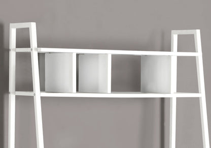 Computer Desk For Home Office, Laptop, Leaning, Storage Shelves, Contemporary &amp; Modern - White