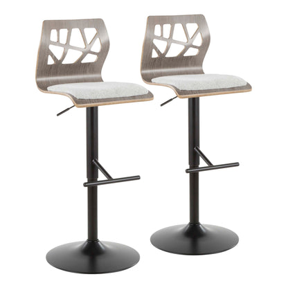 Folia - Mid Century Modern Adjustable Barstool With Swivel &amp; Rounded T Footrest (Set of 2)