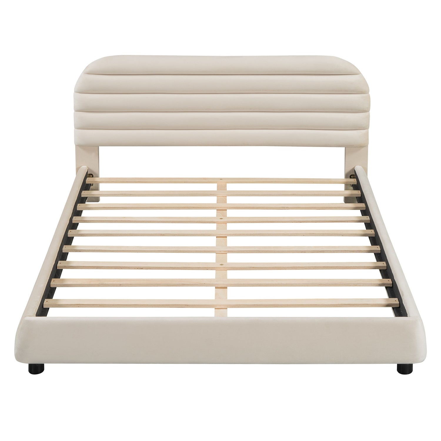 Upholstered Platform Bed Frame And Stylish Curve Shaped Design