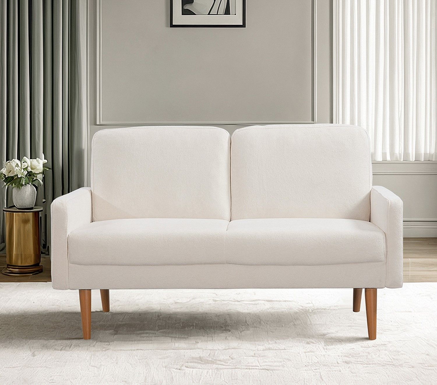 Loveseat Sofa, European Style With Sleek Design, Modern &amp; Vintage Flair, Upholstered 2 Seater Couch
