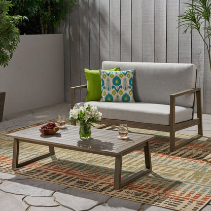 Belgian - Loveseat &amp; Coffee Table Set With Water Resistant Cushions