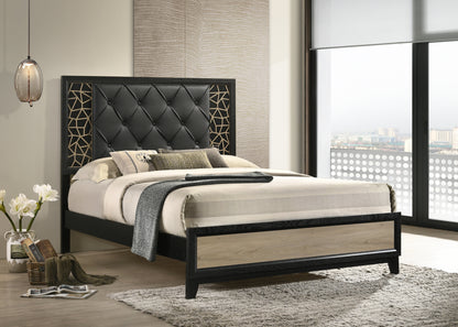 Selena Modern &amp; Contemporary King 4PC Bedroom set Made with Wood in Black and Natural