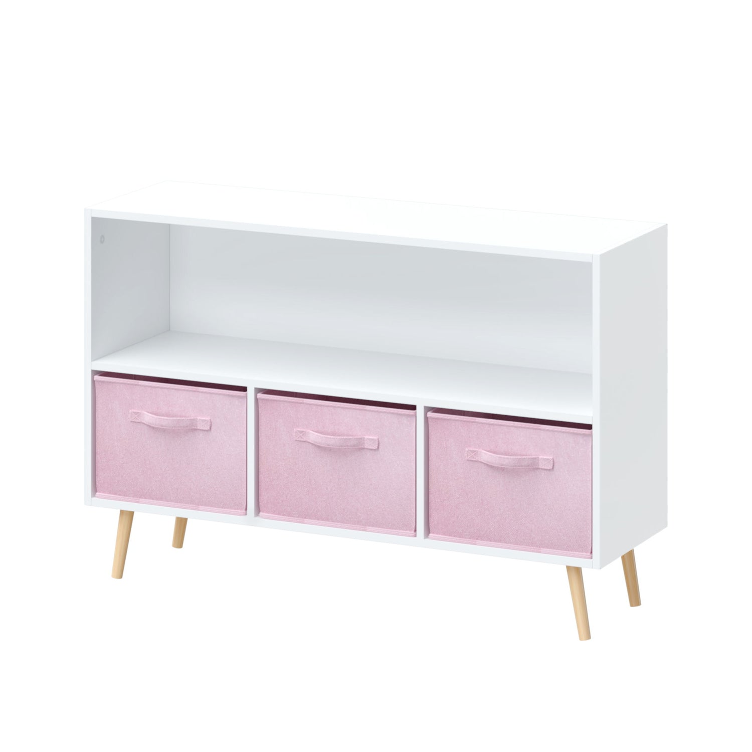Kids Bookcase With Collapsible Fabric Drawers, Children&