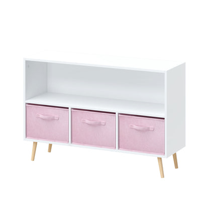 Kids Bookcase With Collapsible Fabric Drawers, Children&