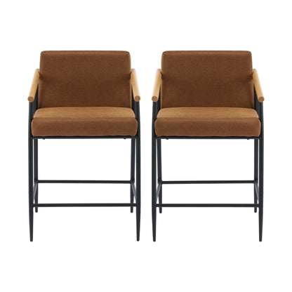 Mid Century Modern Counter Stool Set With Iron Frame