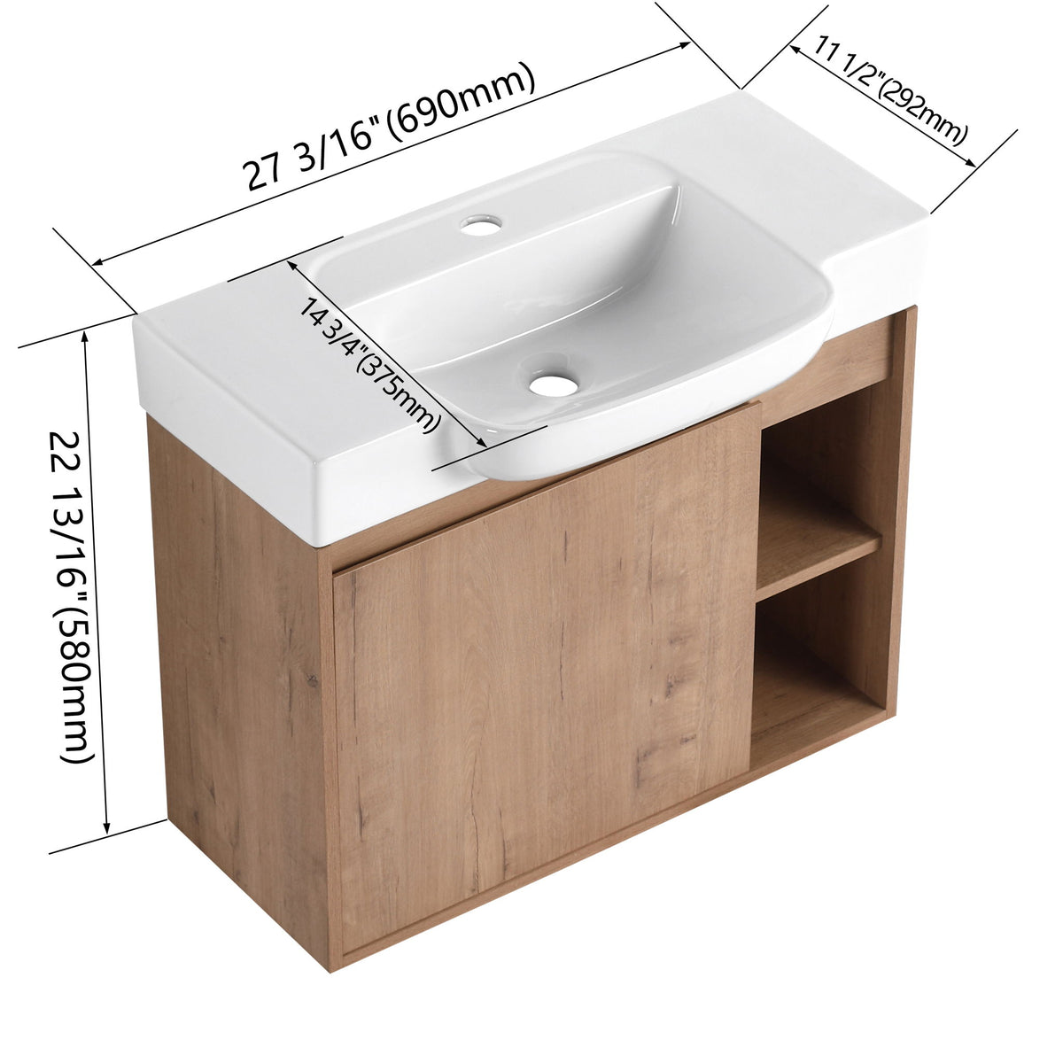 Wall Mounted Bathroom Vanity &amp; Sink &amp; Soft Close Door
