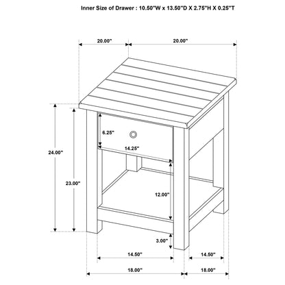 Castleton - 1 Drawer Wood End Table With Shelf
