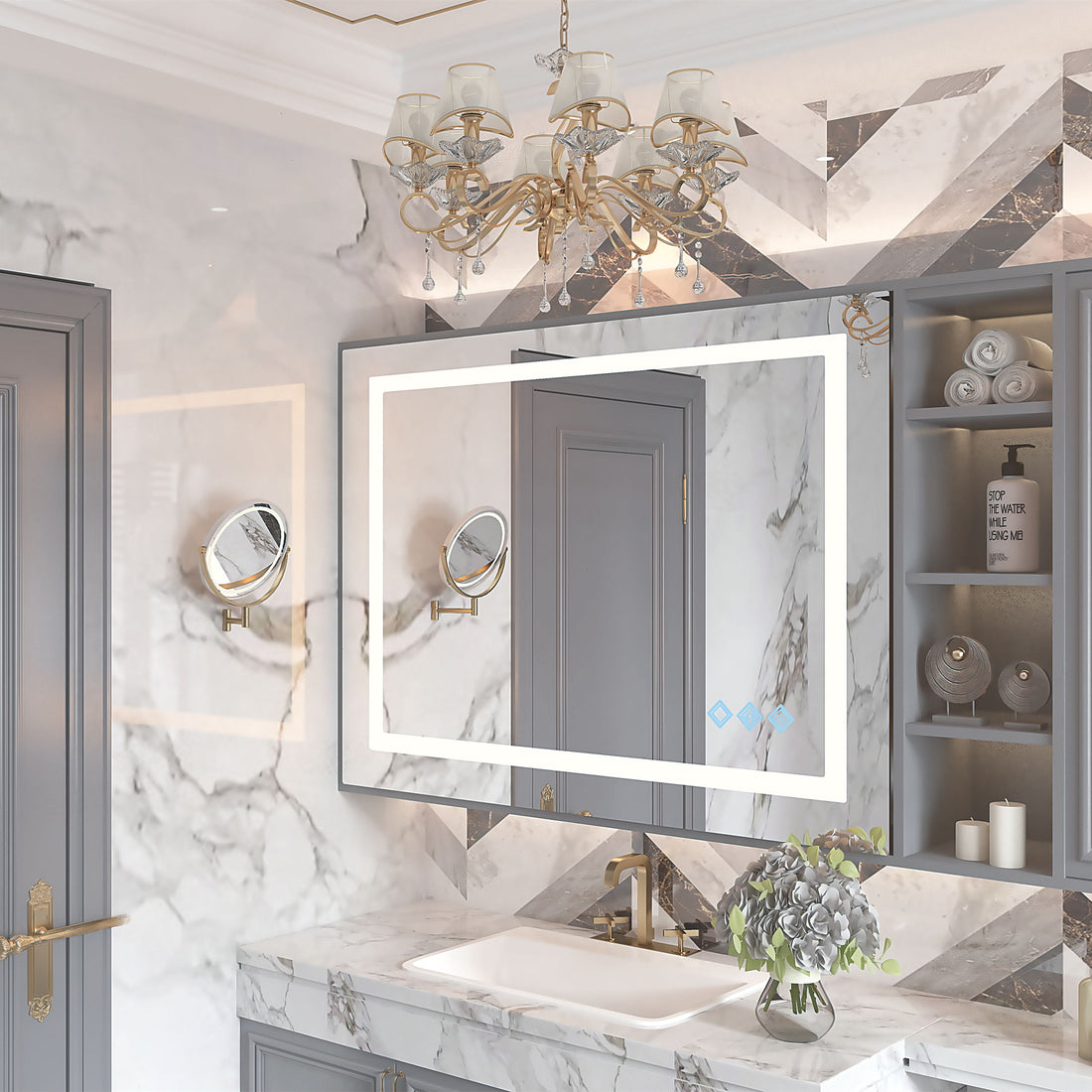 3000-6000K LED Bathroom Mirror With Lights, Anti-Fog Dimmable Lighted Wall Mounted Vanity Mirror Master Bath Modern Makeup (Only Mirrors, Not Cabinets) Horizontal &amp; Vertical
