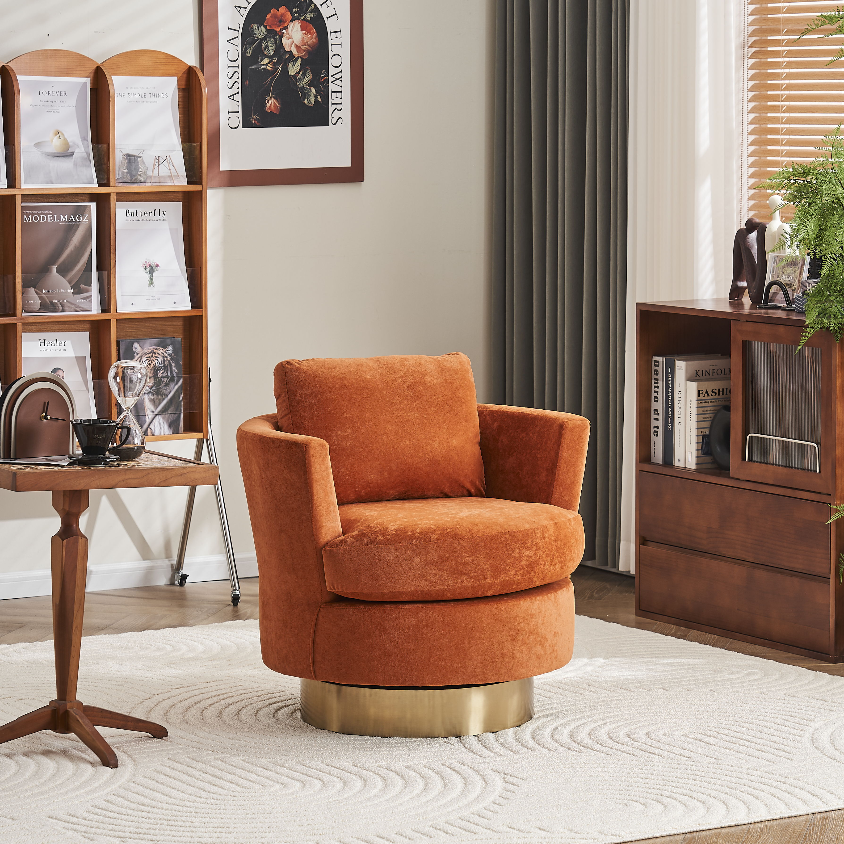 Teddy Swivel Barrel Chair For Bedroom Comfy With Base