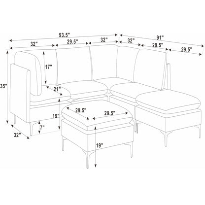 Upholstered Modular Sectional &amp; Tall Legs