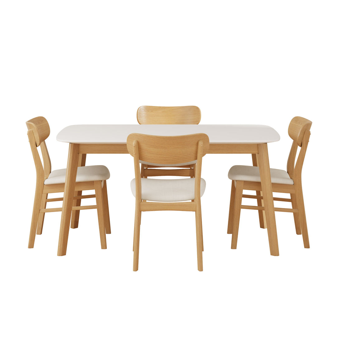 5 Piece Dining Set With Table And Upholstered Chairs