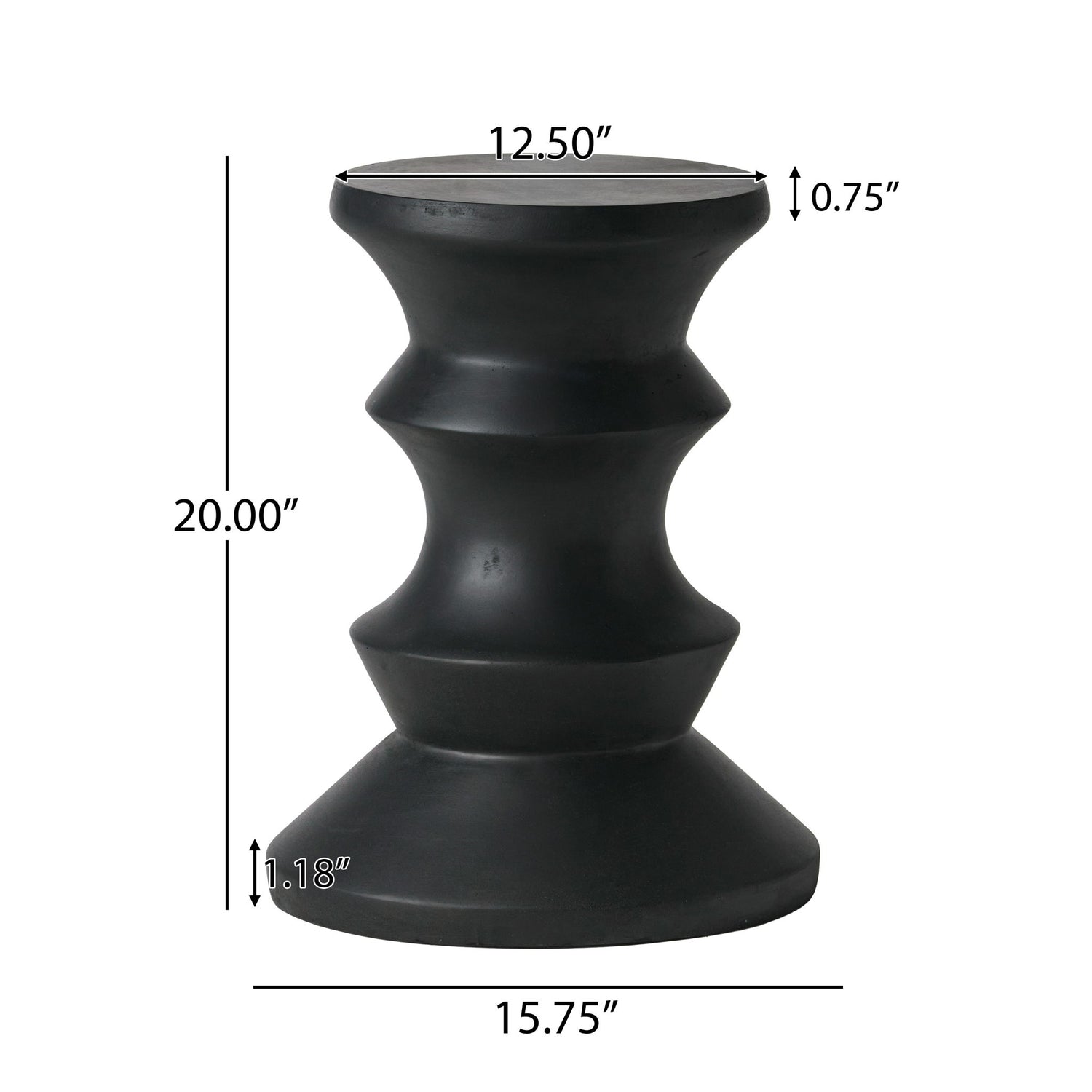 Side Table Modern Concrete Accent Piece - Black