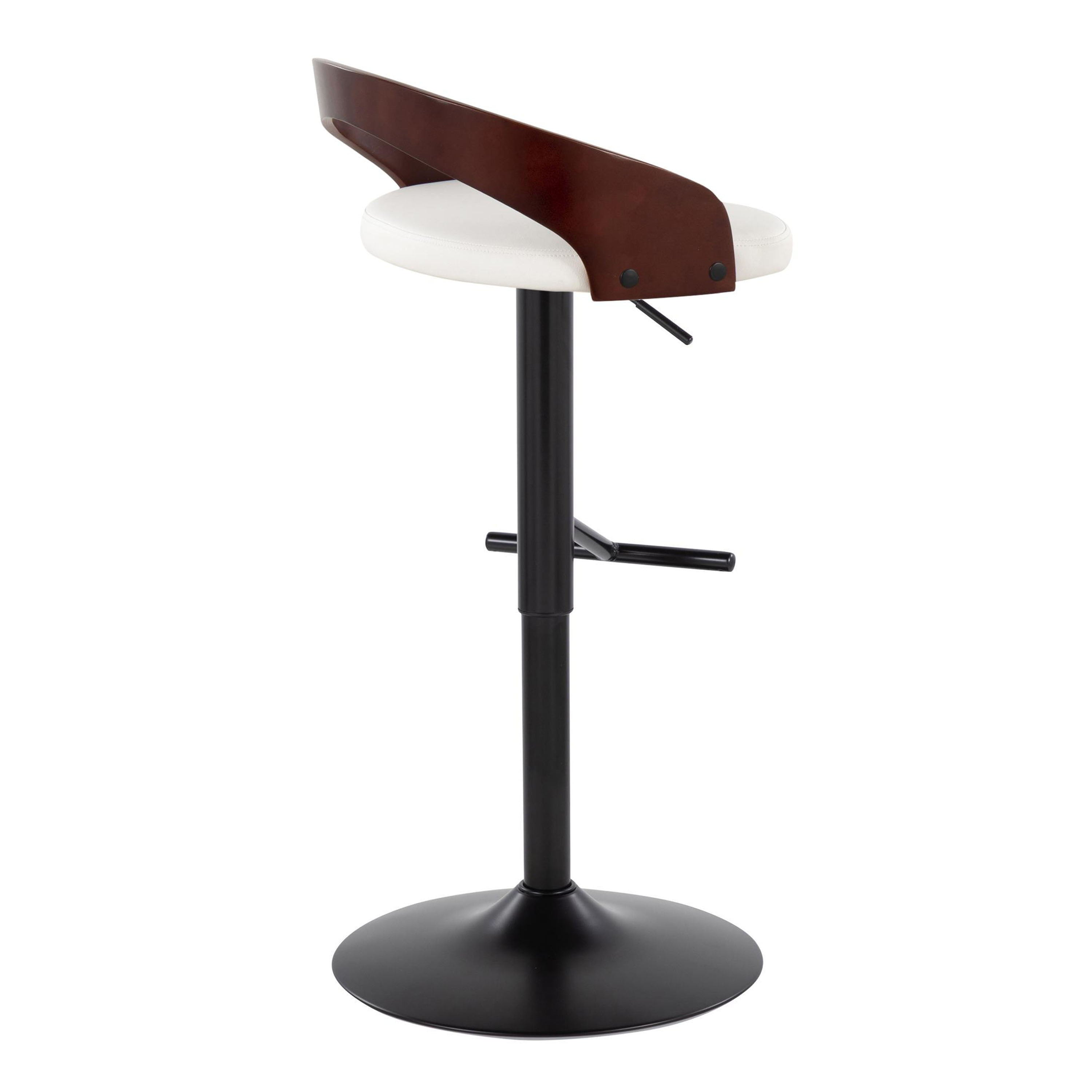 Grotto - Contemporary Adjustable Barstool With Swivel &amp; Straight T Footrest (Set of 2)