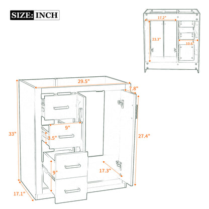 Retro Style Bathroom Vanity With 3 Drawers &amp; Soft-Closing Doors