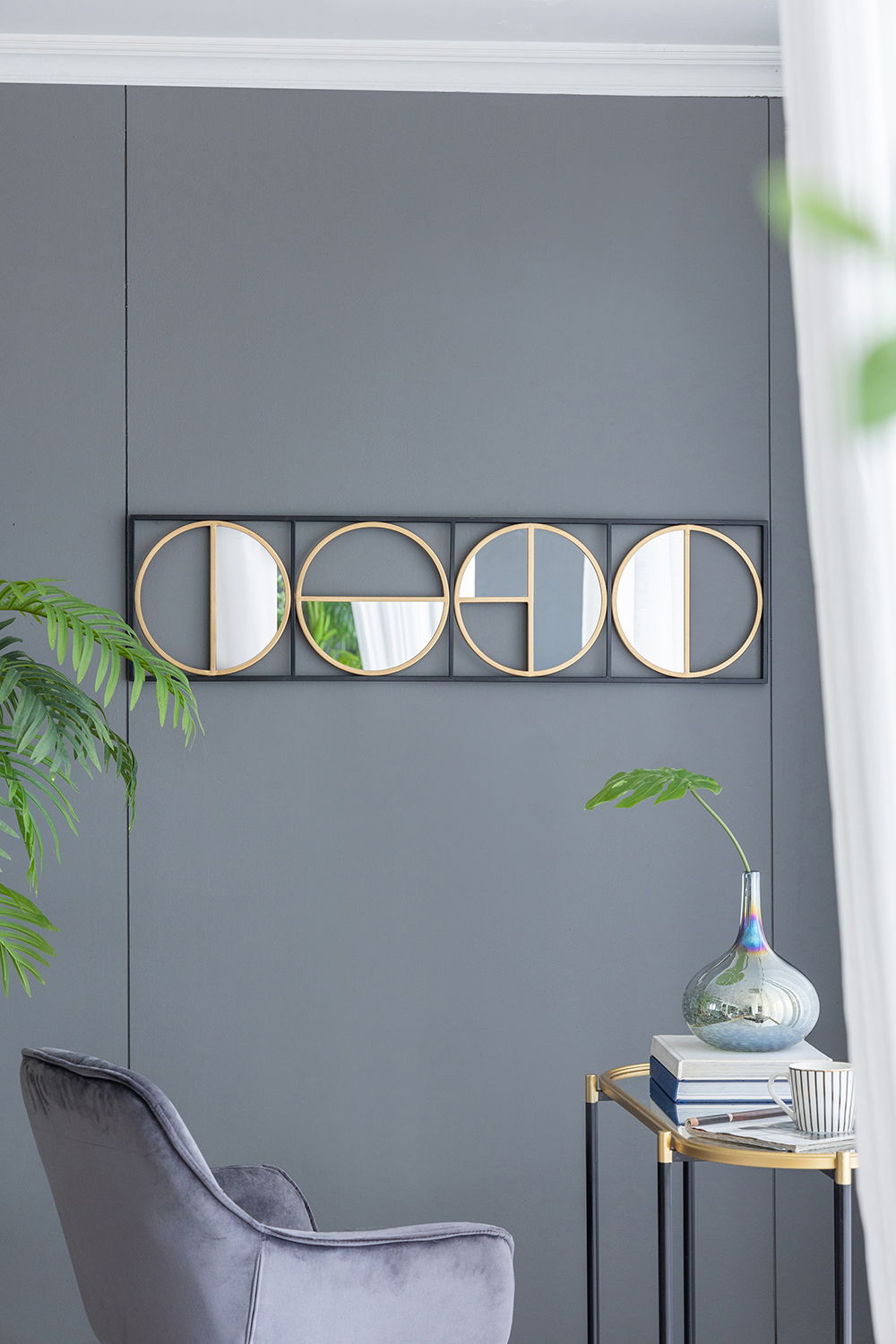 Eclectic Styling Metal Beaded Wall Mirror With Contemporary Design For Bedroom, Liveroom &amp; Entryway
