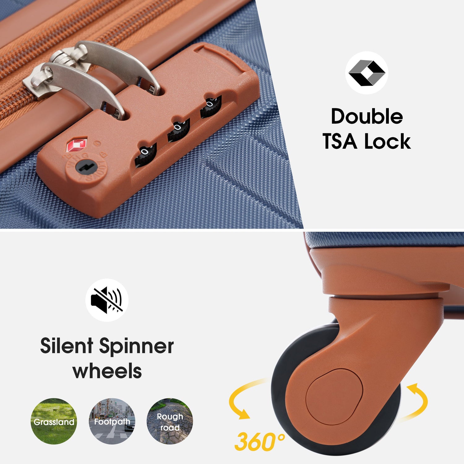 Luggage With Tsa Lock Spinner Wheels Hardside Expandable Luggage Travel Suitcase Check In Luggage ABS 24&quot;