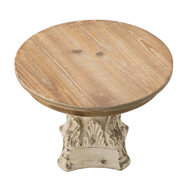 Cake Stand, Wood Cake Plate With Magnesium Base - Cream / Brown