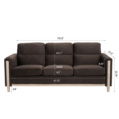 Comfortable Solid Wood Three-Seater Sofa, Soft Cushions, Durable And Long-Lasting, 79.5&quot; Sofa Couch For Living Room