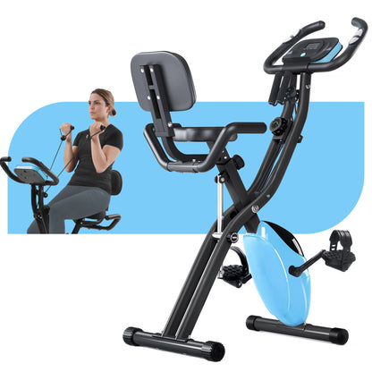Exercise Bike Folding Stationary Bikes For Home With 16 Level Magnetic Resistance
