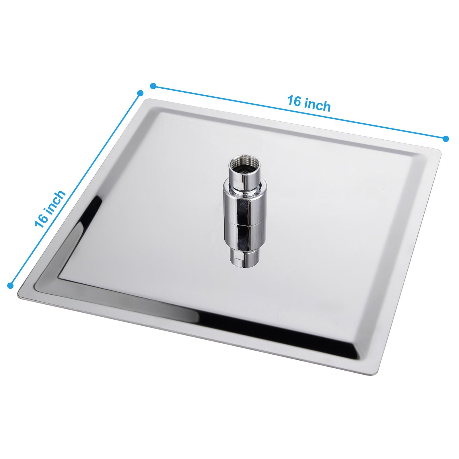 16&quot; Square Rainfall Shower Head Fixed Wall Mount With Full Body Coverage &amp; Self Cleaning Silicone Nozzles