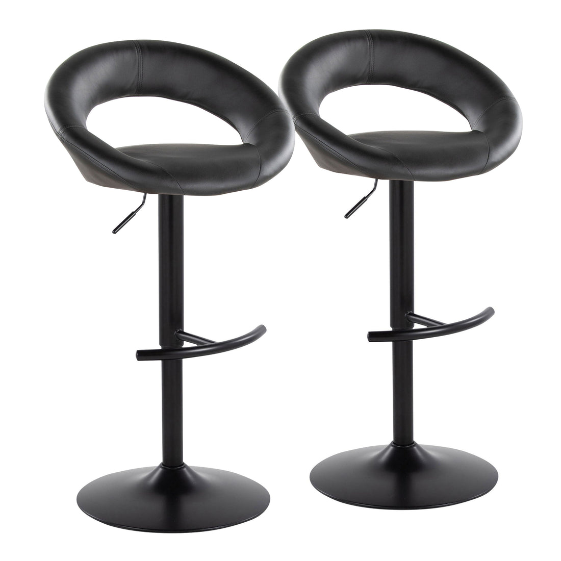 Posh - Contemporary Adjustable Barstool With Swivel &amp; Rounded T Footrest (Set of 2)