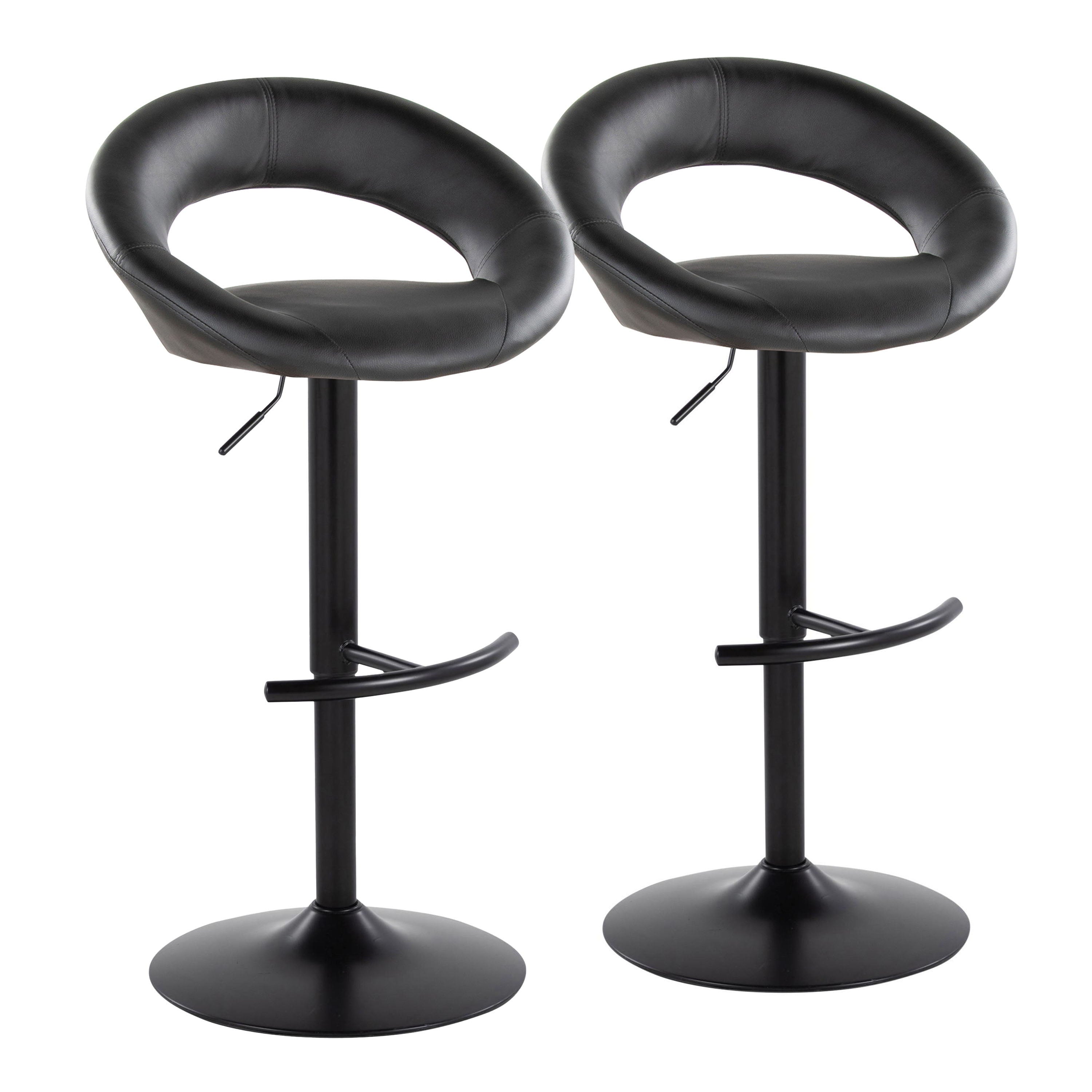 Posh - Contemporary Adjustable Barstool With Swivel &amp; Rounded T Footrest (Set of 2)