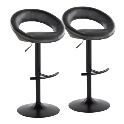 Posh - Contemporary Adjustable Barstool With Swivel &amp; Rounded T Footrest (Set of 2)