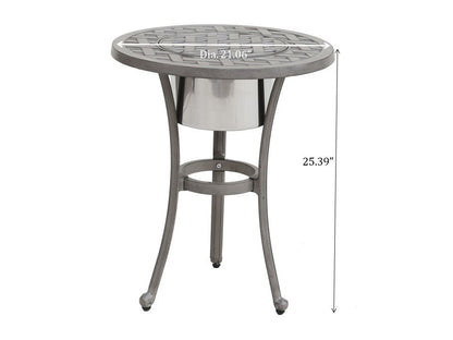 21&quot; Cast Aluminum Round Table With Ice Bucket