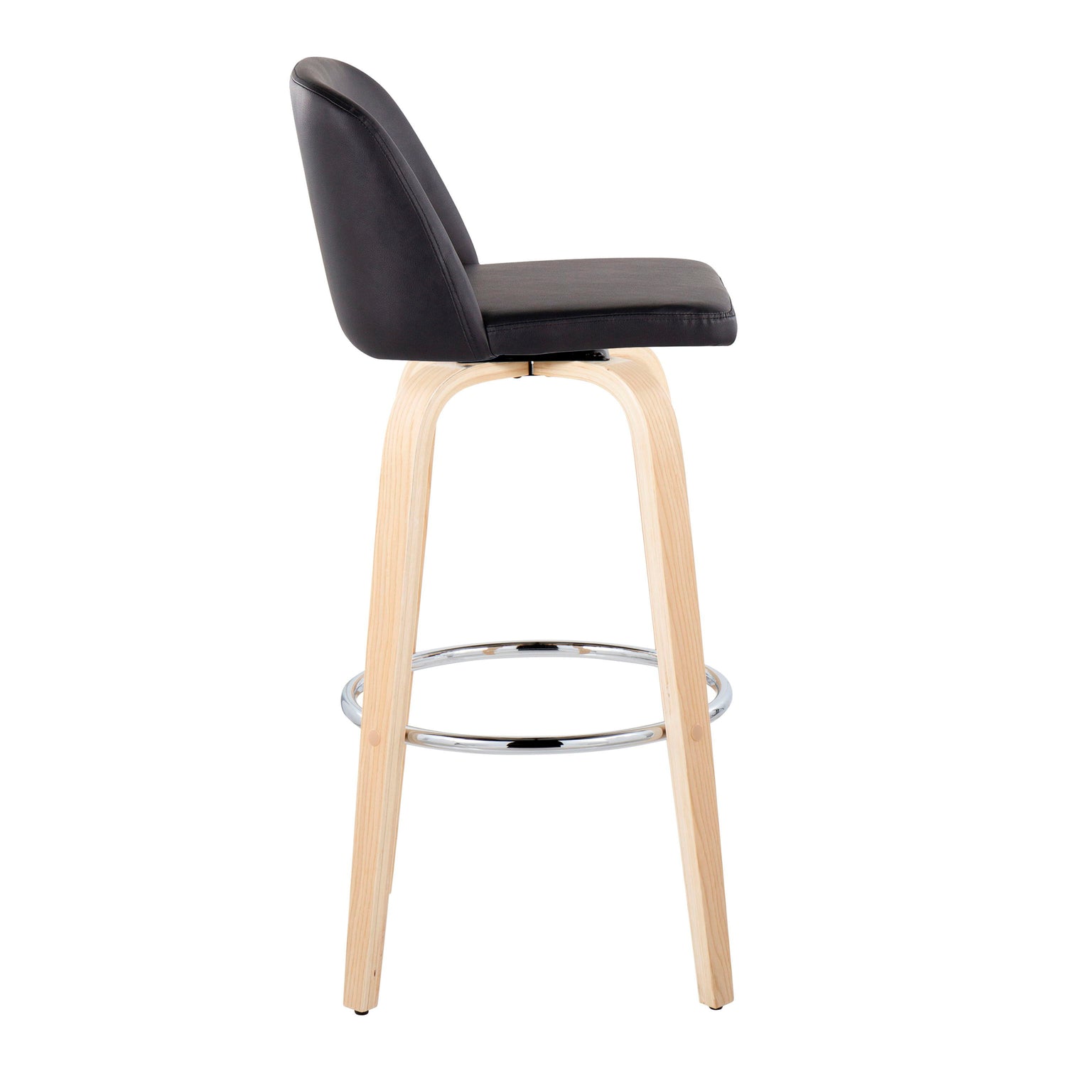 Toriano - Contemporary Fixed Height Barstool &amp; Swivel With Round Footrest (Set of 2)