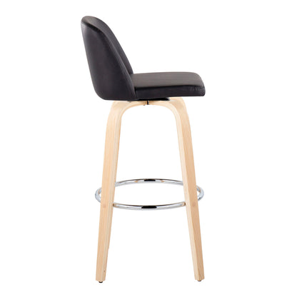 Toriano - Contemporary Fixed Height Barstool &amp; Swivel With Round Footrest (Set of 2)