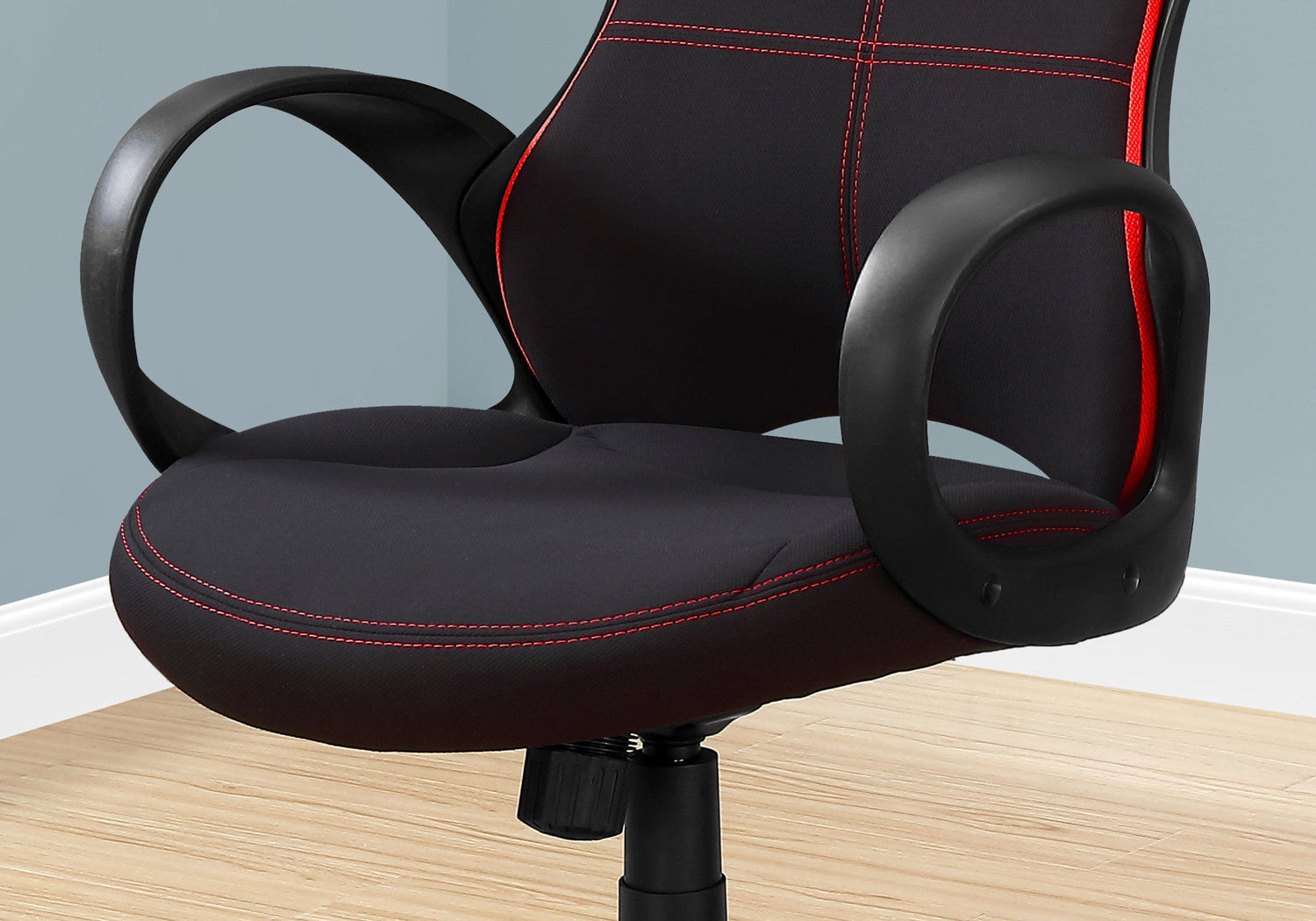 Office Chair, Gaming, Adjustable Height, Swivel, Ergonomic, Armrests, And Red, Contemporary &amp; Modern - Black