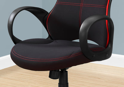 Office Chair, Gaming, Adjustable Height, Swivel, Ergonomic, Armrests, And Red, Contemporary &amp; Modern - Black