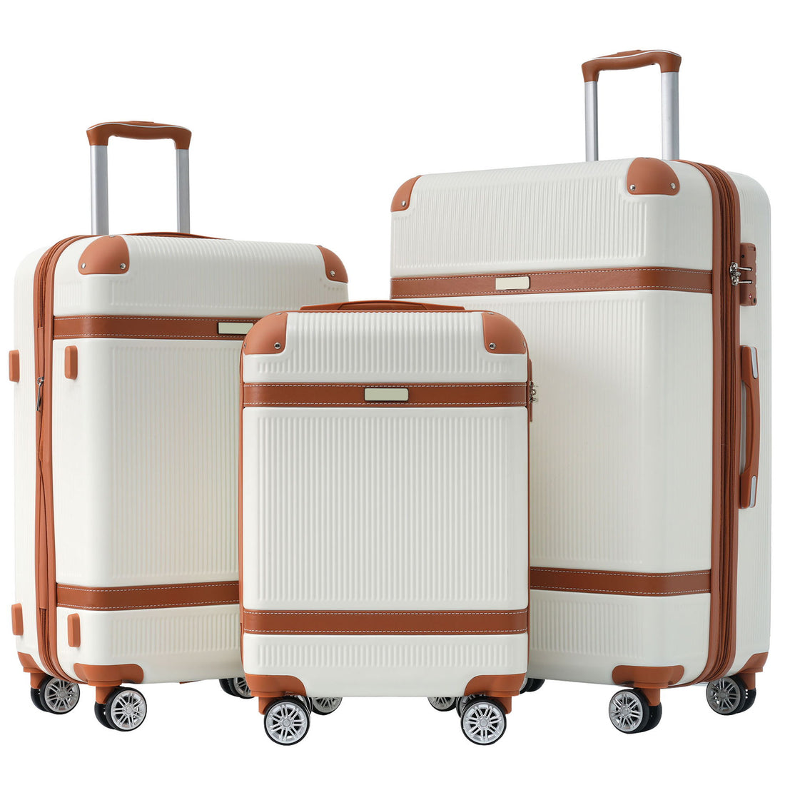 Hardshell Luggage Sets 3 Piece Double Spinner 8 Wheels Suitcase With Tsa Lock Lightweight 20&